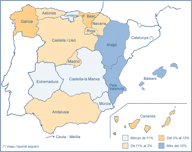Mapa Espanya. Distribuci estudiantat
